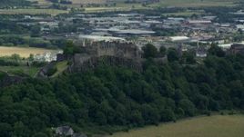 5.5K aerial stock footage of Stirling Castle on a hill in Scotland Aerial Stock Footage | AX109_021