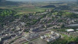 5.5K aerial stock footage of historic Stirling Castle and residential area, Scotland Aerial Stock Footage | AX109_028E