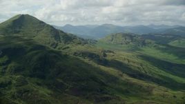 5.5K aerial stock footage approach Ben Lomond in the Scottish Highlands, Scotland Aerial Stock Footage | AX110_047E