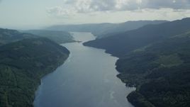 5.5K aerial stock footage of Loch Long in the Scottish Highlands, Scotland Aerial Stock Footage | AX110_091