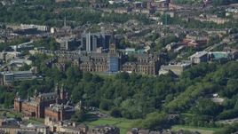 5.5K aerial stock footage of University of Glasgow, Kelvingrove Art Gallery and Museum, Scotland Aerial Stock Footage | AX110_173E