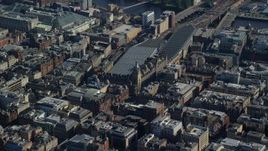 5.5K aerial stock footage of Glasgow Central train station, Scotland Aerial Stock Footage | AX110_182