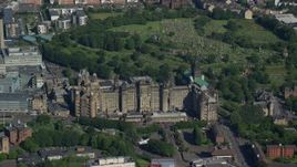 5.5K aerial stock footage of the Glasgow Royal Infirmary hospital in Scotland Aerial Stock Footage | AX110_183E