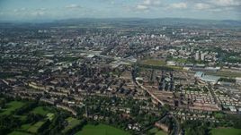 5.5K aerial stock footage of a wide view of Glasgow, Scotland Aerial Stock Footage | AX110_195E