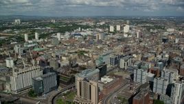 5.5K aerial stock footage of office buildings and hotel in Glasgow, Scotland Aerial Stock Footage | AX110_210