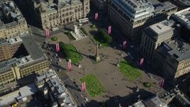 5.5K aerial stock footage of George Square and City Chambers, Glasgow, Scotland Aerial Stock Footage | AX110_212