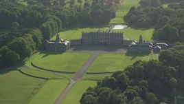5.5K aerial stock footage of flying over Hopetoun House in Scotland Aerial Stock Footage | AX111_052E