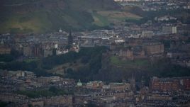 5.5K aerial stock footage of iconic Edinburgh Castle and cityscape, Scotland Aerial Stock Footage | AX111_154