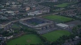 5.5K aerial stock footage of orbiting Murrayfield Stadium, Edinburgh, Scotland Aerial Stock Footage | AX111_165E