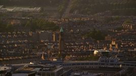 5.5K aerial stock footage of Saint George's West Church, Edinburgh, Scotland at sunset Aerial Stock Footage | AX112_030