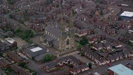 5.5K aerial stock footage of St Peter's Cathedral, Belfast, Northern Ireland Aerial Stock Footage | AX113_113