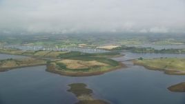 5.5K aerial stock footage flyby islands and a harbor in Strangford Lough, Northern Ireland Aerial Stock Footage | AX113_148E