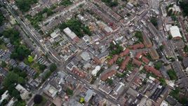 5.5K aerial stock footage tilt to bird's eye of residential neighborhoods and streets, London, England Aerial Stock Footage | AX114_015
