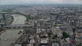 5.5K aerial stock footage approach St Paul's Cathedral in Central London by River Thames, England Aerial Stock Footage | AX114_039