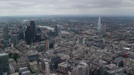 5.5K aerial stock footage fly over 20 Fenchurch Street toward Tower Bridge and River Thames, London, England Aerial Stock Footage | AX114_045E