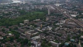 5.5K aerial stock footage approach apartment buildings in London, England Aerial Stock Footage | AX114_052