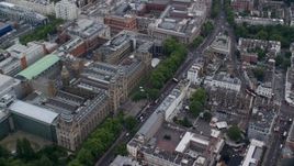 5.5K aerial stock footage of an orbit of the Natural History Museum, London, England Aerial Stock Footage | AX114_260E