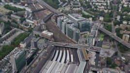 5.5K aerial stock footage of London Paddington Station and office buildings, England Aerial Stock Footage | AX114_267