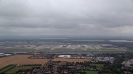 5.5K aerial stock footage a view of London Heathrow Airport, England Aerial Stock Footage | AX114_293E