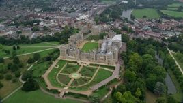 5.5K aerial stock footage of orbiting historic Windsor Castle and the East Terrace Lawn, England Aerial Stock Footage | AX114_309E