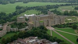 5.5K aerial stock footage flyby Windsor Castle, England Aerial Stock Footage | AX114_312