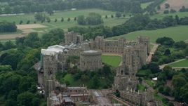 5.5K aerial stock footage of an orbit around Windsor Castle, England Aerial Stock Footage | AX114_315