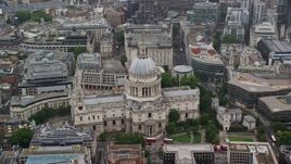 5.5K aerial stock footage of orbiting St Paul's Cathedral, London England Aerial Stock Footage | AX115_093