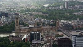 5.5K aerial stock footage of Big Ben and Parliament, London, England Aerial Stock Footage | AX115_108