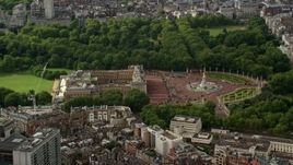 5.5K aerial stock footage of orbiting Buckingham Palace and Victoria Memorial, England Aerial Stock Footage | AX115_125