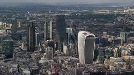 5.5K aerial stock footage of skyscrapers in Central London, England Aerial Stock Footage | AX115_185E