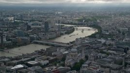 5.5K aerial stock footage approach St Paul's Cathedral near the Thames, London, England Aerial Stock Footage | AX115_192