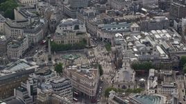 5.5K aerial stock footage orbiting Trafalgar Square and Canada House, London, England Aerial Stock Footage | AX115_205E