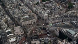 5.5K aerial stock footage of Piccadilly Circus, London, England Aerial Stock Footage | AX115_209E