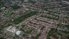 5.5K aerial stock footage fly over residential neighborhoods, London, England Aerial Stock Footage | AX115_280E