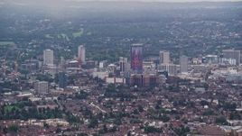 5.5K aerial stock footage flyby a group of office buildings, Croydon, England Aerial Stock Footage | AX115_284E