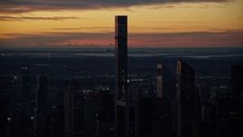 5.5K aerial stock footage of 432 Park Avenue condo high-rise at sunrise in Midtown Manhattan, New York City Aerial Stock Footage | AX118_001E