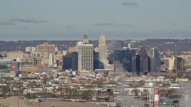 5.5K aerial stock footage of a view of skyscrapers in Downtown Newark, New Jersey Aerial Stock Footage | AX119_003