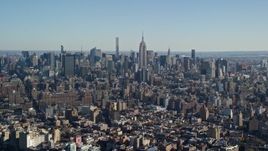5.5K aerial stock footage of a view of skyscrapers in Midtown Manhattan, New York City Aerial Stock Footage | AX119_020E