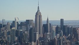 5.5K aerial stock footage of the famous Empire State Building in Midtown, New York City Aerial Stock Footage | AX119_022E