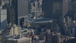 5.5K aerial stock footage of orbiting Madison Square Garden Arena in Midtown, New York City Aerial Stock Footage | AX119_025