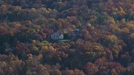 5.5K aerial stock footage of a pair of mansions in Autumn, Irvington, New York Aerial Stock Footage | AX119_083E