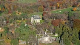 5.5K aerial stock footage of historic Kykuit Estate in Autumn, Westchester County, New York Aerial Stock Footage | AX119_091E