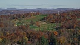 5.5K aerial stock footage of a hillside golf course in Autumn, Croton on Hudson, New York Aerial Stock Footage | AX119_133