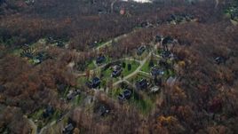 5.5K aerial stock footage of a bird's eye view of upscale homes in Autumn, Yorktown Heights, New York Aerial Stock Footage | AX119_206