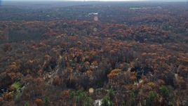 5.5K aerial stock footage of flying over a rural neighborhood in Autumn, Mt Kisco, New York Aerial Stock Footage | AX119_219E