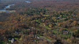 5.5K aerial stock footage flyby upscale homes in Autumn, Greenwich, Connecticut Aerial Stock Footage | AX119_224E