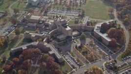 5.5K aerial stock footage approach a hospital in Autumn, Jamaica, Queens, New York City Aerial Stock Footage | AX120_045E