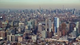 5.5K aerial stock footage of downtown area skyscrapers in Autumn, Brooklyn, New York City Aerial Stock Footage | AX120_087
