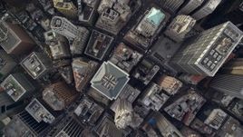5.5K aerial stock footage of a bird's eye of skyscrapers and streets in Lower Manhattan, New York City Aerial Stock Footage | AX120_108