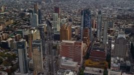 5.5K aerial stock footage approach Brooklyn skyscrapers by Flatbush Ave in Autumn, New York City Aerial Stock Footage | AX120_132